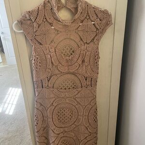 bebe Tan Lace Mini Dress